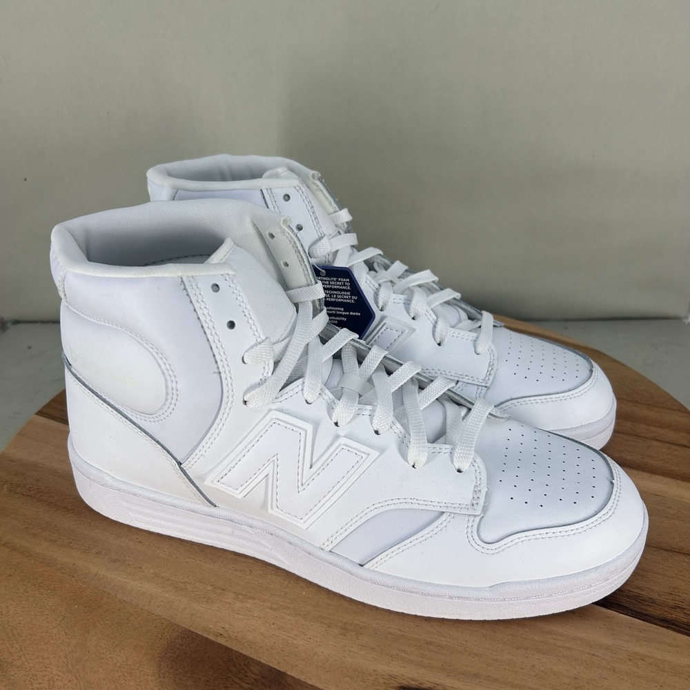 New Balance BB 480 Mens Size 12 High Top Sneakers White Leather Shoes